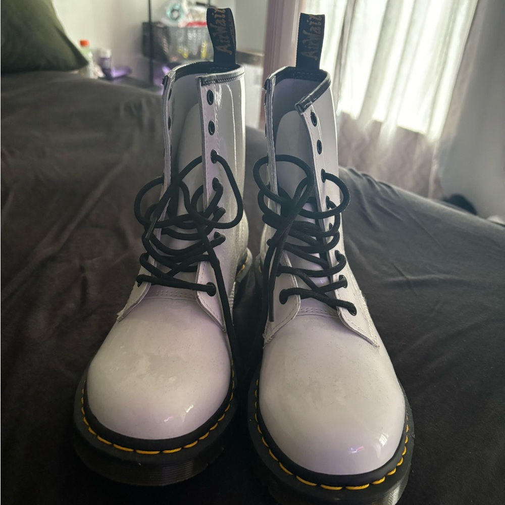 Dr marten white glossy boots size 10
